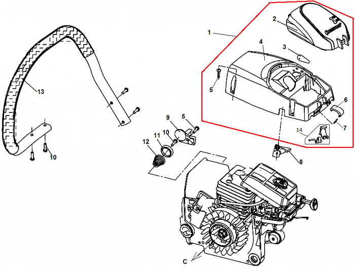 5 РУЧКА БЕНЗОПИЛА CHAMPION 250